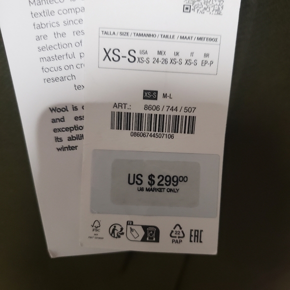 ZARA khaki green MANTECO WOOL scarf coat oversized Size S New with tag - Picture 9 of 10